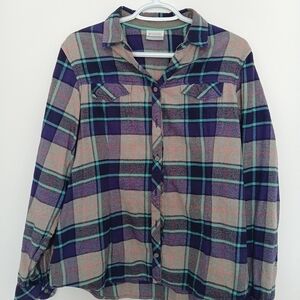 Columbia Plaid Button Down Shirt in Purple and Gray